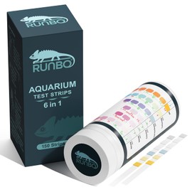 RUNBO 6 in 1 Aquarium Test Strips 150 Pieces Aquarium Test Kit for Freshwater Fish Pond Accurate Test Total Hardness Carbonate Nitrate Nitrite Cl2 pH