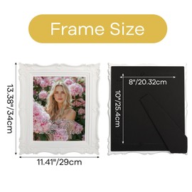 PHAREGE 8x10 Vintage Picture Frame White, 8 by 10 Ornate Antique Picture Frame for Wedding, Retro Photo Frame Displays Horizontally or Vertically On Tabletop