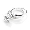 Sterling Silver & CZ Crystal Engagement Wedding Ring Set -