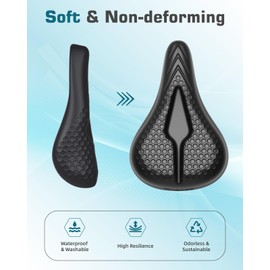 Fitense Bike Seat Cushion High-Resilient, Gel Padded Bike Seat Cover for Men & Women, Breathable & Hollow Design Comfort Bike Saddle for Cycling, Mountain Bikes,Road Bikes, Exercise Bikes