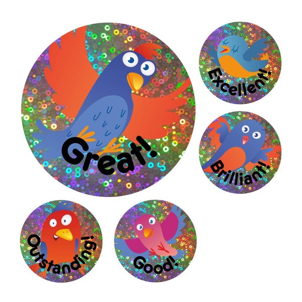 School Stickers Sparkly Bird Praise Stickers