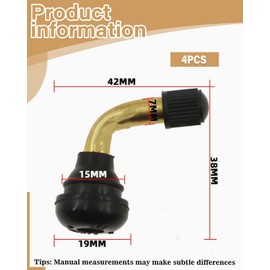 HZAOPZE 4 Pieces 90 Degree Motorcycle Tubeless Valve, Scooter Valve, Tyre Valve, Brass Tubeless Valve, Angle Valve Brass Snap-in for Cars, Bicycles, Motorcycles, Scooters