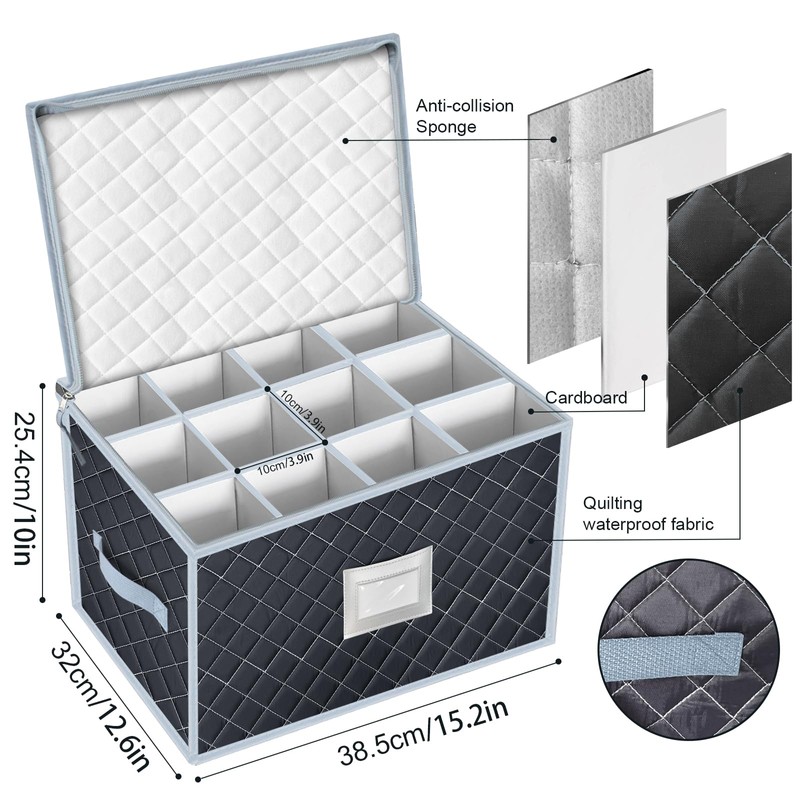 VERONLY Wine Glass Storage Box with Dividers Holds 24 Stemware