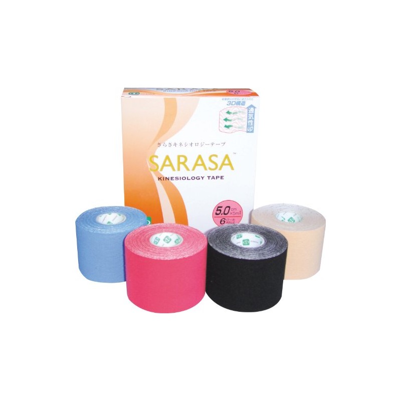 Sarasa Extra kinesiorozi-te-pu 5 cm X 5 m Black with 6 Roll
