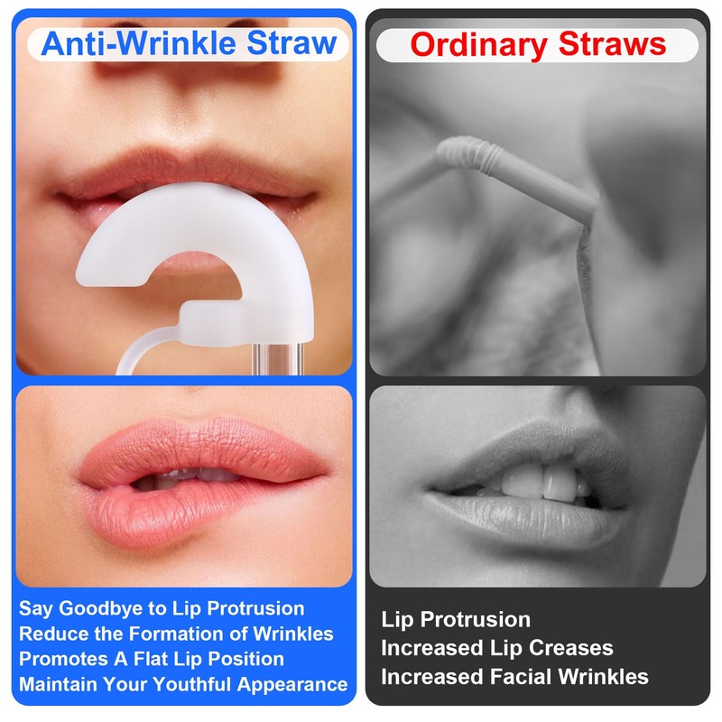 DC,CLISENCE 2PCS Anti Wrinkle Straw Cover, Food Grade Silicone Straw