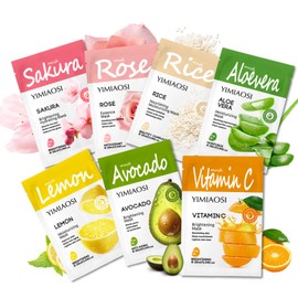 7Pcs Hydrating & Nourishing face masks Multipack Set, Fruit Face Mask for Moisturizing and Skin Care, Sakura Face Masks Beauty for Dull Skin, Face Masks Skincare for Women, Great for All Skin Types