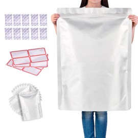 Belinlen 10Pcs 5 Gallon Mylar Bags for Food Storage with 2500cc Oxygen Absorbers and Labels, 17x27" Mylar Food Bags 5 Gallon with Zipper Resealable Mylar Bags for Food Storage(10 Mil Thickness)
