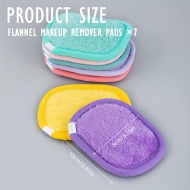 Sugeru® Flannel Make-Up Pads Washable Set of 7 with Laundry Bag, Reusable Cotton Pads, Soft Make-Up Pads that are Gentle on the Skin, Make-Up Wipes Suitable for All Skin Types (7 Colours Set)