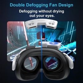 Face Cover Cooling Fan for Meta Quest 3, Replacement Air-Circulation Interface Facial VR Accessories, Adjustable Fan & Pu Leather Face Pad Compatible with Oculus Quest 3