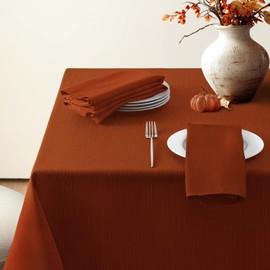Softalker Fall Rectangle Tablecloth - Geometric Line Damask Table Covers Waterproof Stain Resistant Washable Polyester Table Cloths for Dining, Holiday & Parties (60 x 84 inch, Rust)