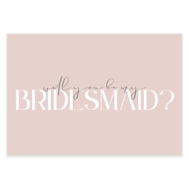 Will You Be My Bridesmaid Cards- 4 Pack Of Cards With White Envelopes- Blush Pink Design Blank Inside- A6 Size-Bridesmaid Proposal
