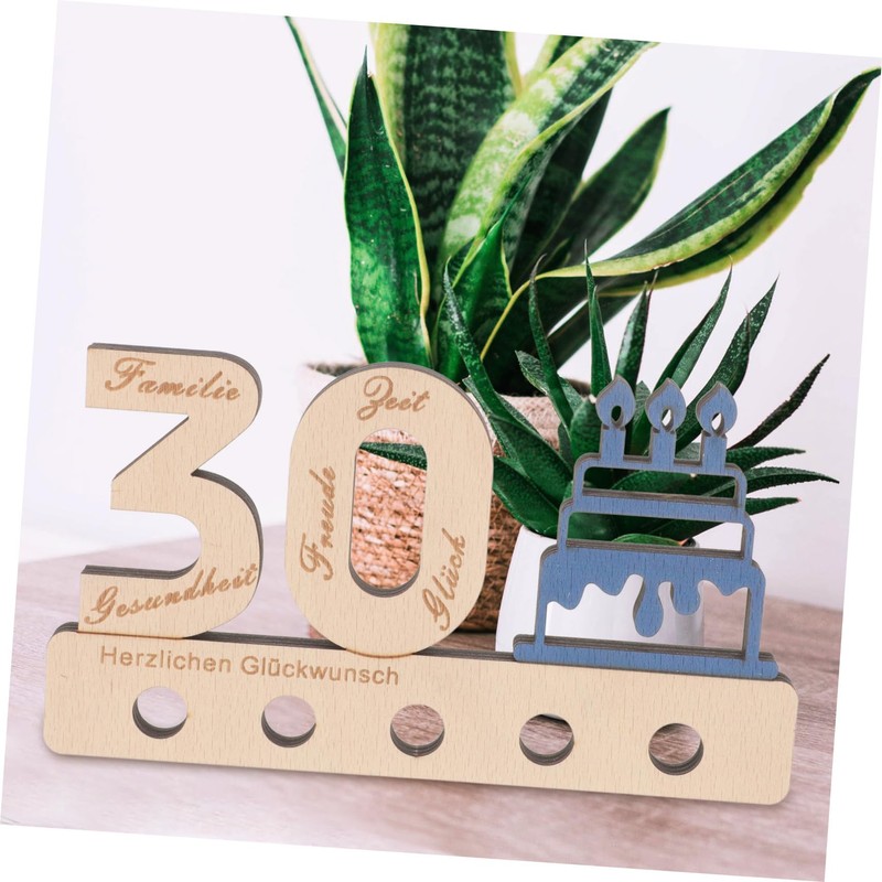STOBOK Unique Wooden Guestbook Sign Birthday Decor Number Sign Desk