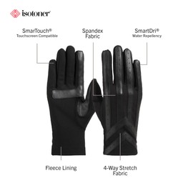 isotoner Men's Water Repellent Woven Stretch Chevron Touchscreen Gloves