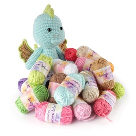 BambooMN Amigurumi Select 100% Acrylic Craft Yarn Bonbons - Crochet and Knitting Projects - Variety Pack - 10 x 10g Bonbons 250 yds Total.