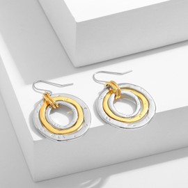 LILIE&WHITE Gold and silver earrings for women, two-tone women's earrings, fashion earrings, women's earrings, gold jewellery, women's earrings, Copper, No Gemstone