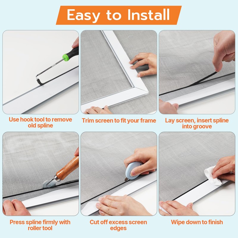 Window Screen Repair Kit, 59"x106" Fiberglass Window Screens for House