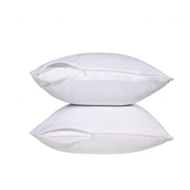 Pacific Linens | Pillow Protector | Poly-Cotton Blend | Water & Dust | Lightweight Zippered Encasement | Solid White | 2 Pack Standard