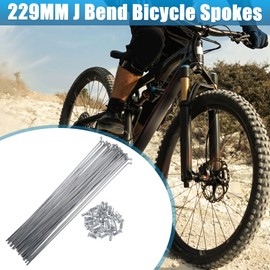 X AUTOHAUX 36pcs 14G J Bend Bike Steel Spokes 9.02" Cycle Spokes with Nipples