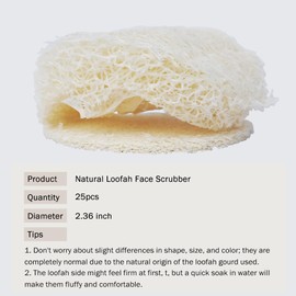 25-Pack Natural Loofah Exfoliating Face Pads - Gentle Facial Sponge & Scrubber for Daily Cleansing, Makeup & Dead Skin Removal - 100% Organic, Biodegradable & Travel-Friendly