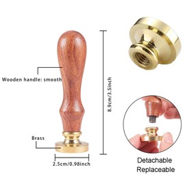 CRASPIRE Wax Seal Stamp Dice Vintage Wax Sealing Stamps Retro 25mm Removable Brass Head Wooden Handle for Envelopes Invitations Wine Packages Greeting Cards Weeding