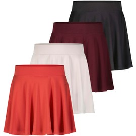 4-Pack: Women's Casual Mini Pleated Skirts Skater Flowy High Waisted Soft Summer Skirt for Women