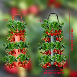 YUEcthynous Hanging Plant Bags, Pack of 2 Breathable Plant Bags, Vertical Hanging, 6-Hole Breathable Strawberry Plant Bag, Plant Bag with Handle, Used for Planting Tomatoes and Vegetables