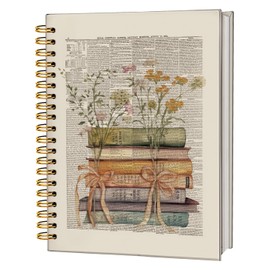 FLVGE Vintage Spiral Journal Notebook, Vintage Book Floral Journal, Cottagecore Notebook Journal for Work Office School Student Teacher,Hardcover Spiral Notebook, 5.5x8.3