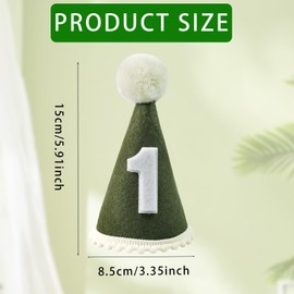 Maxqzin Birthday Hats,First Birthday Hat Dark green Felt Cloth Cone 1st Birthday Hat for Girls Boys Birthday Photo Party Decoration Wild One Birthday Decorations