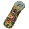 Heat-resistant Flat Iron Cover- Navy with Floral Pattern and Green