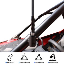 West-xingzhe UTV Flag Pole for Polaris RZR Ranger General Can Am 1.75"-2" Roll Bar Flag with Pole and Mount Bracket for Outside Porch,Outdoor,Boat - Strong and Rust Proof - 360° Adjustable Aluminum