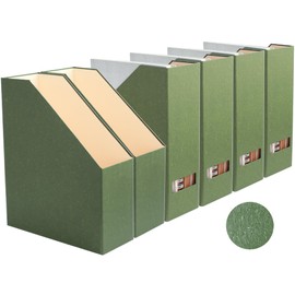 LifeSto Magazine Holder - File Holder and Desk Organizer, Cardboard Book Organizer and Storage Box for Documents, Magazine Holder Rack for Office, Home and Classroom (Leaf Green, 6-Pack)