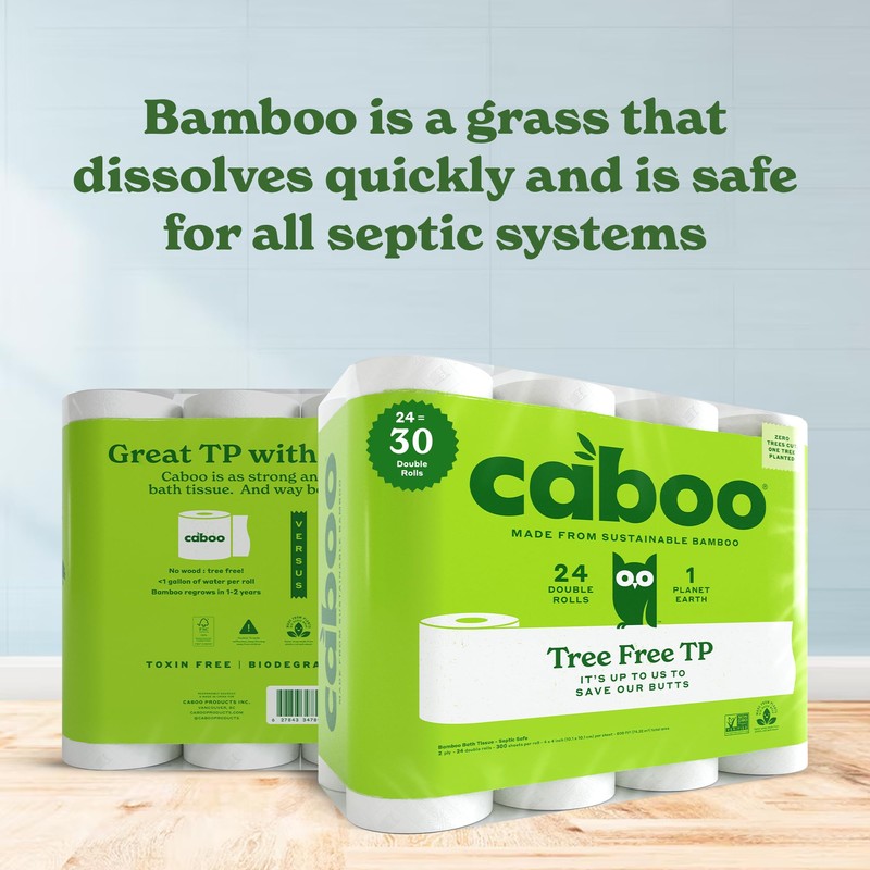Caboo Tree Free Toilet Paper, Septic Safe Toilet Tissue, Non