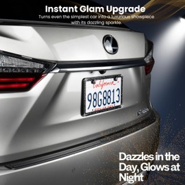 SunplusTrade SunplusTrade Bling License Plate Frame for Women 2 Pack Sparkly License Plate Frames Bedazzled Diamond Rhinestone Crystals (Black)