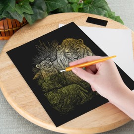Royal & Langnickel Gold Engraving Art A4 Size Lion and Cubs Designed Painting Set