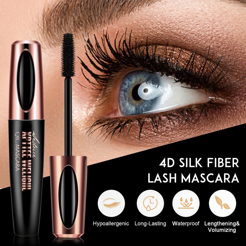 3 Pcs 4D Silk Fiber Lash Black Mascara, Longer &