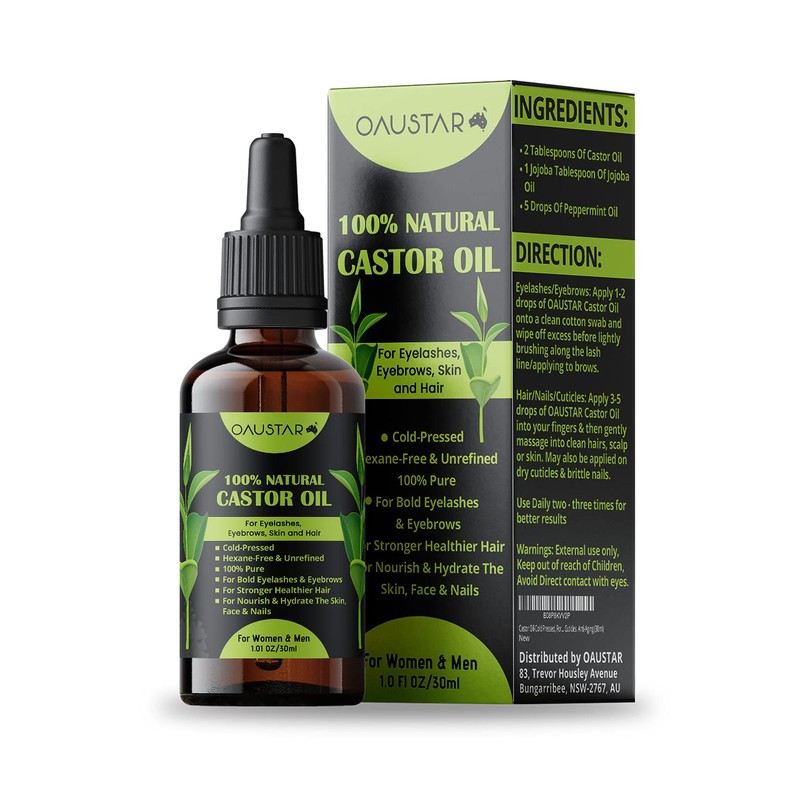 Castor Oil-Cold Pressed, For Hair Growth, Bold Eyelashes & Eyebrows,