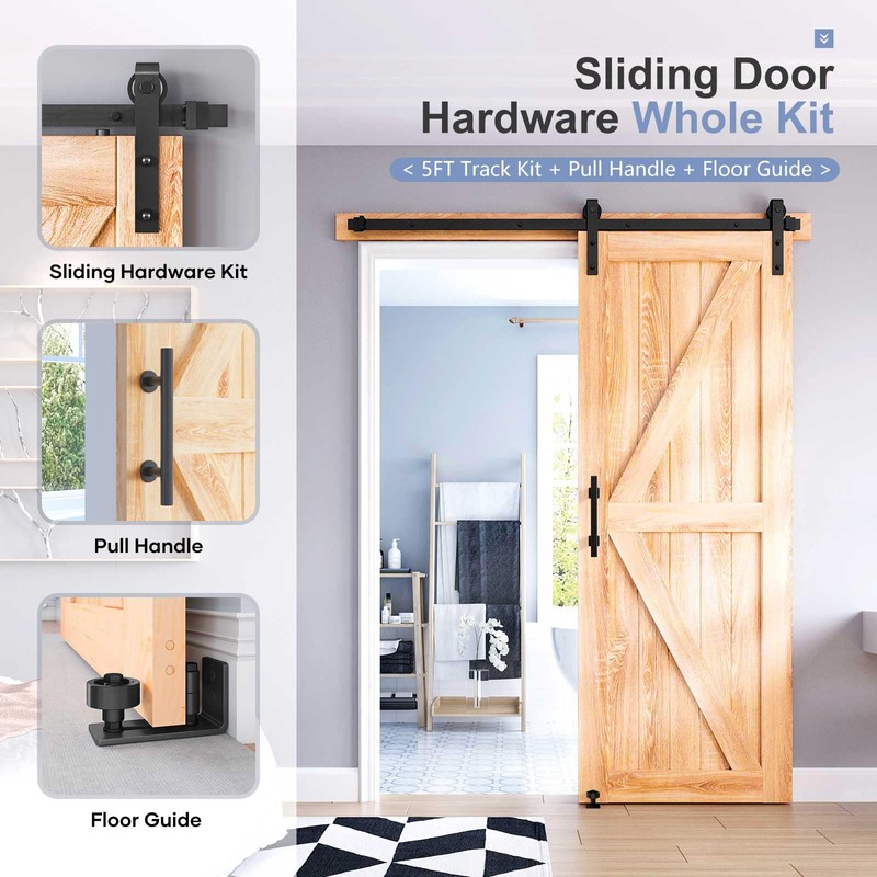 EaseLife 5.3 FT Sliding Barn Door Track and Handle Hardware