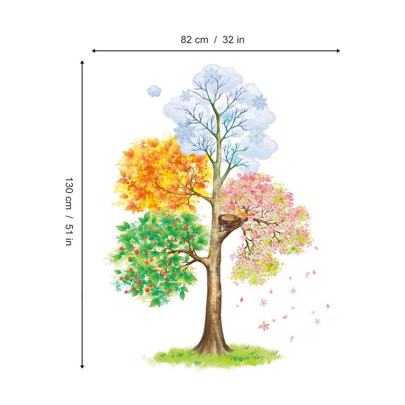 ufengke Four Seasons Tree Wall Stickers Removable Vinyl Wall Decals