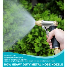 ESOW Garden Hose Nozzle 100% Heavy Duty Metal, Full Brass Nozzle & ABS Non-slip Ergonomic Grip, 4 Watering Patterns, High Pressure Metal Spray Gun for Watering Plants, Car Wash and Showering Dog