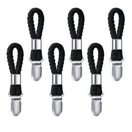 HUATEEN 6 Pack Black Towel Clips - 11.5cm Sturdy Hanging Hooks for Tea Towels, Kitchen & Bathroom, No-Sew Magnetic-Free Design, Space-Saving Towel Holders with Secure Grip