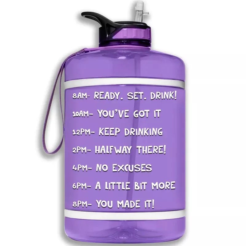 HydroMATE Gallon Water Bottle With Straw Light Purple Motivational Level