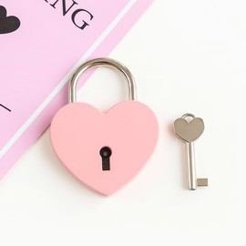Treasure Chest Padlock,Mini Love Heart Shaped Metal Lock Colorful Diary Book Security Padlock with Key for Jewelry Box Purse Handbag Cabinet Lockers Letter Box Keyed Padlocks (Pink)