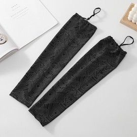 New Model Unisex Sun Protection Cool Ice Silk Arm Sleeves for Golf & Sports Outdoor Black + Free Size [40.00 Kg-100.00 Kg] 15ea