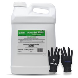 Agrisel Aqua-Sel 53.8% Weed Killer, Broad-Spectrum Systemic Formula, Fast-Acting on Aquatic Weeds, Easy Mix & Spray, Pet Safe, Includes 3-Pack of Agrisel Protective Gloves, 320 Ounces