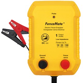 FenceMate Battery Powered Electric Fence Charger Output 1J up to 25 Miles to Contain Livestock, Poultry, Fencer to Protect Paddock, Pond, Homestead, Orchard, Peak 10 kV, Low Impedance Fence Energizer