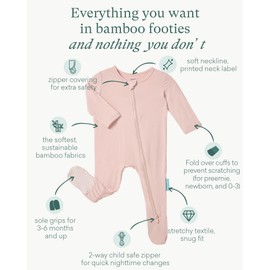 PurComfy Baby Zipper Footie Pajamas, Supersoft Bamboo Rayon Baby Footed Pjs Boy Girl Coverall Sleepers Newborn