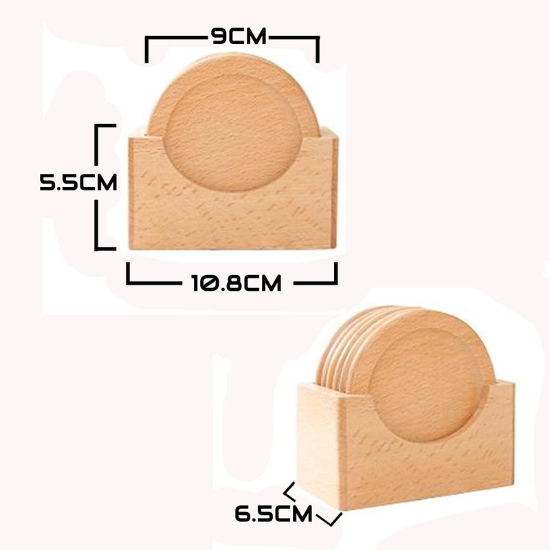 Ceylon Teabox Wooden Coasters Set with Holder for Drinks Set