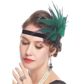 Cizoe 1920s Flapper Gatsby Costume Accessories Set 20s Flapper Headband Vintage Pearl Necklace Gloves(ac5)
