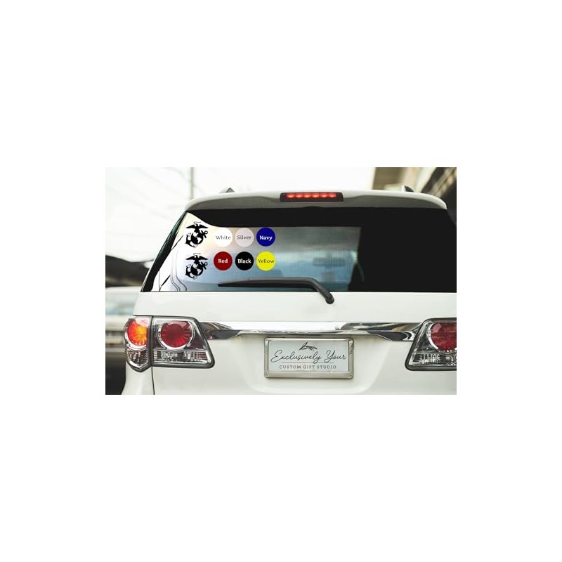 Black Vinyl USMC Eagle, Globe, and Anchor Window Decal Pair