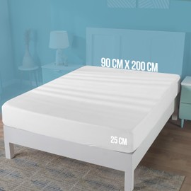 Utopia Bedding Jersey Fitted Sheet - Bed Sheet for Waterbed & Box-Spring Bed - 100% Cotton Fitted Sheet - 170 g/m² - Oeko-Tex Standard - Web Height up to 35 cm, White, 90 x 200 cm